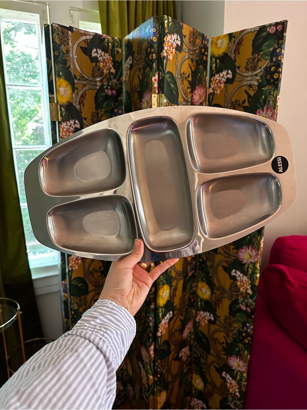 Alessi Stainless Steel 5-Section Silver Snack Tray MCM
